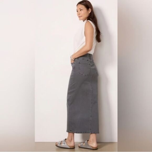 Kut from the Kloth Kendra Maxi Skirt Size 8 Gray Denim Long Neutral Classic - Picture 2 of 6